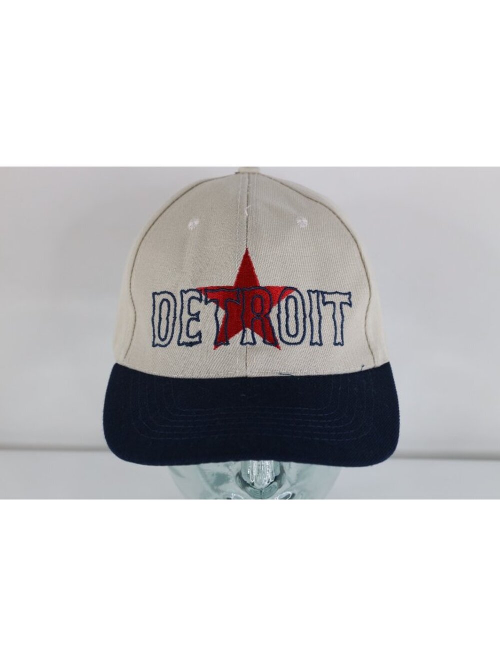 Vintage Negro League Baseball Detroit Stars Strapback Hat Cap Beige Blue SGA
